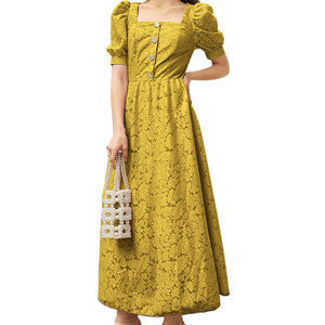 Low Price Yellow Lace Long Sleeve Dress Available In Plus Sizes |  Alibaba.com