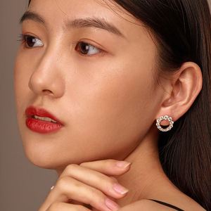 Dylam Classic 925 Sterling <b>Silver</b> Rhodium 18K Gold Plated Hallow Out Circle Round Shape 5A Zirconia <b>Stud</b> <b>Earrings</b> - Product Image 3