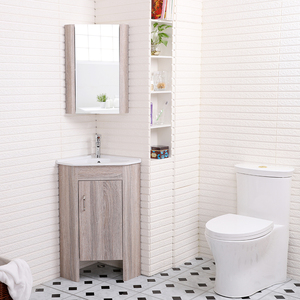 New <strong>Free</strong> <strong>Standing</strong> PVC Modern Hotel <strong>Bathroom</strong> Corner Cabinet with Ceramic Basin and Framed <strong>Mirror</strong> - Product Image 6