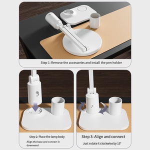 Moderne LED-Schreibtischlampe mit USB-Ladefunktion, 3600mA Akku, Augenschonend, Rundkopf, Intelligenter Timer, Faltbar, für Studenten und Studierende - Product Image 3