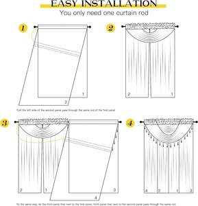 Fabrika toptan oturma odası pencere kırmızı perde 54X63 54X84 inç valance ile ekli düğün sırf perdeleri panelleri - Product Image 3