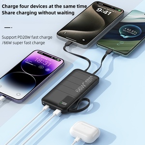 Powerbank portable Charge rapide 10000mAh Power Banks avec câble <span class=keywords><strong>LED</strong></span> Spotlight Banque d'alimentation rechargeable - Product Image 4