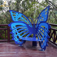 Personnalisé Extérieur Jardin Abstrait Art Décor En Métal Revêtement Animal Banc Statue Grande Sculpture De Chaise En Acier Inoxydable De Couleur Papillon