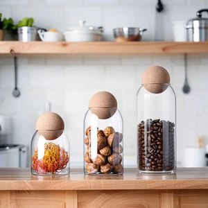 800ml Professional Borosilicate Glass Jar Microwavable Airtight <b>Storage</b> Bottle Cork Stopper Dishwasher Safe BPA Free - Product Image 3