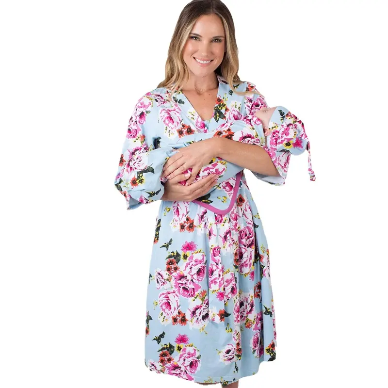 Birthing gowns matching set Mommy Robe Maternity Robe and baby blankets Bamboo Fiber baby and mom robe mom and me outfits