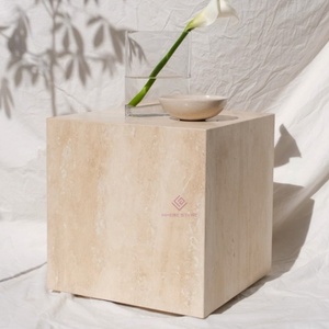 <span class=keywords><strong>Tavolo</strong></span> laterale con scaffale in travertino Beige in pietra naturale italiana mobile galleggiante in stile nordico nuvola decorazione camera da letto - Product Image 5