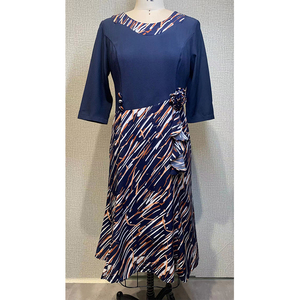 Abito casual stampato a vita alta da donna, vestito ampio per la <span class=keywords><strong>madre</strong></span> dello sposo - Product Image 2
