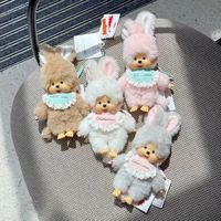 Pendentif Lapin en Silicone Mengqiuqiu Transfrontalier, Mignonne Poupée en Peluche 15cm, Breloque de Sac, Porte-clés, Vente en Gros
