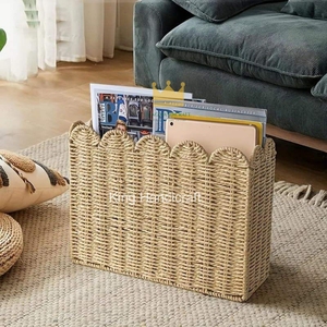 Panier de rangement rectangulaire en jonc de mer tressé, style rustique, sur pied, pour chambre d'enfant - Prix abordable - Product Image 4