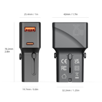 Wontravel - Nuevo Adaptador de Corriente Universal Portátil de Bolsillo con Carga Rápida PD QC3.0 de 25 W, Puertos USB Dobles, Cargador de Viaje Multi-Enchufe
