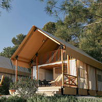 Tente de villégiature quatre saisons durable, structure en bois massif de qualité supérieure, hébergement de luxe pour le glamping, une chambre et un salon intégrés