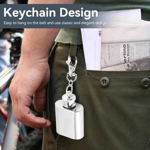Logo Customize Hip Flask Made of Stainless Steel Liquid Container Key Chain <b>Water</b> Drinking <b>Bottle</b> Pendant Key <b>Flat</b> Lid Jug - Product Image 5