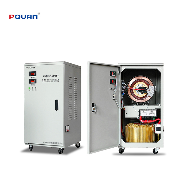 PQUAN TND-30KVA High Efficiency Copper SVC Single Phase AC 110V/220V 50/60Hz Automatic Voltage Regulator Stabilizer Industrial