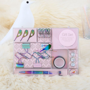 Ensemble cadeau personnalisé de papeterie <span class=keywords><strong>éco</strong></span>logique pour la rentrée fournitures scolaires ensemble de papeterie feuille rose coffret cadeau créatif - Product Image 5