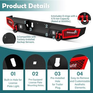 Parachoques de paso trasero de ancho completo OEM a <span class=keywords><strong>precio</strong></span> de fábrica compatible con Jeep Gladiator JT <span class=keywords><strong>2020</strong></span>-2024 parachoques de camioneta todoterreno con LED, agujeros de sensor - Product Image 5