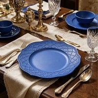 Assiette ronde en plastique rétro à bords ondulés, tapis de table, centre de table de mariage, décoration de dessert - Décoration de rangement polyvalente