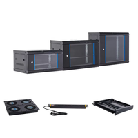 Support de rack en gros Armoire réseau murale de 19 pouces 4U 6U 9U 12U 15U Centre de données Salle de serveurs Ventilateur PDU Porte vitrée Porte grillagée
