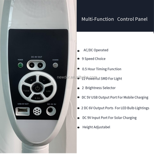 Ventilateurs sur pied à colonne en promotion, ventilateur vertical de 16 pouces, batterie haute capacité 6V5AH, charge solaire CC, moteur en cuivre pur, design fin - Product Image 2