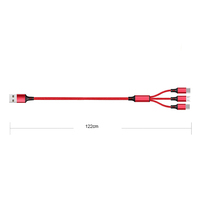 Câble de charge USB rapide 3 en 1 2A, tressé en nylon, pour téléphones portables, ordinateurs, imprimantes et lecteurs de codes-barres, avec compatibilité universelle