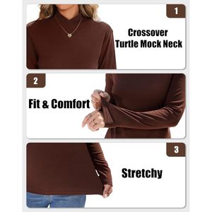 Camisetas Térmicas de Cuello Alto para Mujer, Paquete de 3, Capa Base, Cuello Simulado, para Otoño e Invierno, Algodón, Spandex, Fibra de Bambú - Product Image 4