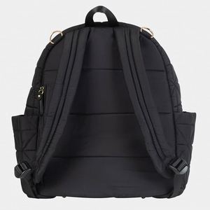 Sac à dos à langer matelassé noir personnalisé en nylon, multi-poches, imperméable, avec matelas à langer intégré, sangles de poussette élégantes pour maman - Product Image 5