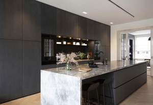 Custom Minimalist Gray Commercial Kitchen <b>Cabinets</b> Shaker Integrated <b>Cabinet</b> Combination Quartz Stone Doors Melamine . - Product Image 6