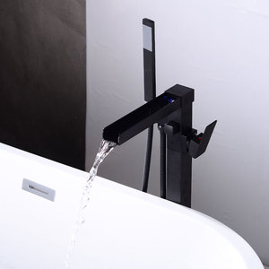 Rubinetto per Vasca da Bagno Autoportante in Rame <span class=keywords><strong>con</strong></span> Acqua Calda/Fredda, Set <span class=keywords><strong>Doccia</strong></span> Laterale <span class=keywords><strong>con</strong></span> Getto a Pioggia Singolo per <span class=keywords><strong>Doccia</strong></span> da Seduti/In Piedi - Product Image 1