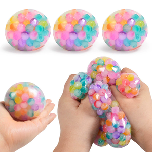 Clear Rainbow <b>Bead</b> Squishy Stress Ball For Kids Adults Desk Fidget Toy Soft Hand Squeeze Gift For Home Office Play - Product Image 1