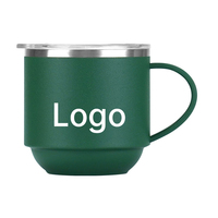 Mug de table isotherme empilable en SUS304 de 330 ml avec poignée et couvercle à glissière pour café, thé et boissons quotidiennes