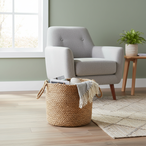 Modern Style Circle Shaped Eco-Friendly <b>Jute</b> Storage <b>Basket</b> with Handle Flexible Design Multi-Purpose Use Divtik Decor - Product Image 3