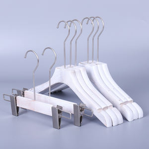 wooden skirt hanger pant hangers with 2-adjustable metal clips and Swivel Hook