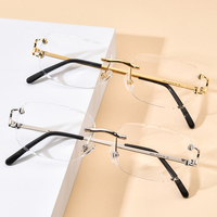 Gafas Borregls con Montura de Aleación Sin Aro para Hombre, Diseño de Marca Nueva, Gafas Cuadradas para Mujer, Montura Sin Marco, Lentes Ópticas 150274