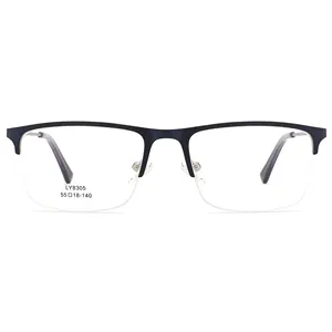 Sıcak satış basit tasarım yarım çerçeve Metal optik gözlük yüksek kaliteli erkek gözlük beyler tam hissediyorum