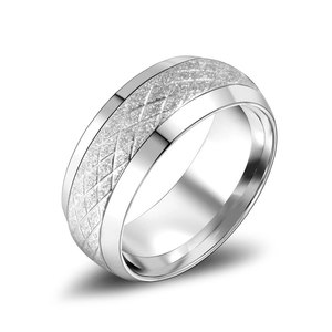 Japanese Korean Style <b>Titanium</b> Steel <b>Ring</b> Geometric Plaid Design Unisex Gift Jewelry SA481 - Product Image 5