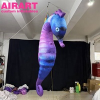 Parfait pour les fêtes sur le thème de la mer, ballon gonflable en forme de hippocampe lumineux à LED, hippocampe galactique gonflable violet