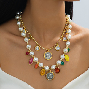 Collier Saint Benoît fait main en acier inoxydable étanche et inaltérable, perles et médailles religieuses en fausses perles pour femmes catholiques - Product Image 1