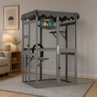 Enclos extérieur moderne pour chat en bois imprimé, hamac, arche de toilettage, couleurs personnalisables, aucun assemblage requis, toutes saisons