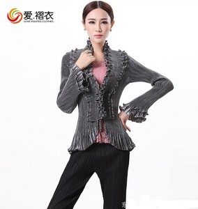 Nuevo Producto manga plisado Casual Cardigan traje de abrigo para las señoras - Product Image 5
