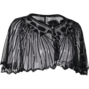 Ecoparty <span class=keywords><strong>2022</strong></span> nuevo 1920s vestido chal con cuentas lentejuelas Deco noche capa Bolero mujer Flapper cubrir - Product Image 2