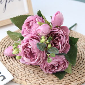 Flores artificiales de seda para decoración del hogar, ramo grande de flores de peonía, de tacto natural, para boda y jardín - Product Image 6