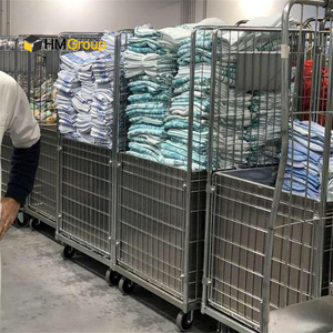 Thương mại lưu trữ công nghiệp mạ kẽm kim loại giặt cán lồng Xe đẩy giỏ hàng với bánh xe - Product Image 4