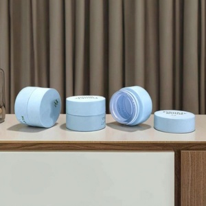Mini Eye Gel Packaging 5g Custom Light Blue Frosted Glass Pot Cream Cosmetic Jar with Custom Plastic Lids for Skin Care & Lotion - Product Image 1