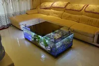 Luxuriöser Moderner Quadratischer Acrylglas-Aquarium-Teetisch mit Fischbecken und Verpackung für den Außenbereich