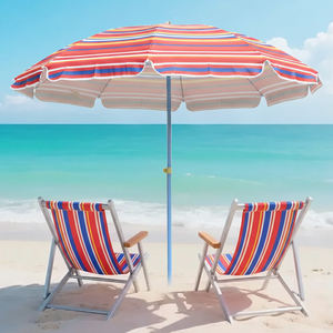 ร่มชายหาด160ซม. เป็นริ้วสีน้ำเงินสีขาวสีฟ้าชมพูลายปะการังป้องกันรังสียูวีพับได้ที่กำบังแดดกลางแจ้งพร้อมตัวเลือกตัวอย่าง - Product Image 1