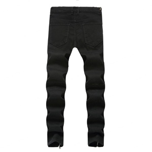 New Skinny <b>Biker</b> <b>Jeans</b> <b>Men</b> Motorcycle Stretch Cargo Denim <b>Jeans</b> With Zippers Pleated Slim <b>Jean</b> <b>Men's</b> Plus Size Pants - Product Image 5