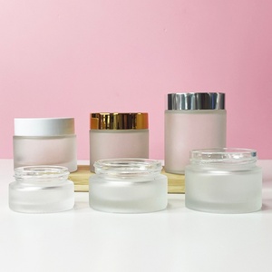 Frasco de Vidrio Transparente de 30g 50g 100g para Crema Cosmética con Tapa de Aluminio Dorada - Product Image 1