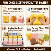 Southpeak Toy Butter Bread Squishy PU Foam Slow Rising Fidget Toys Squeeze Toy Stress Relief Toy Squishy Factory OEM Wholesale