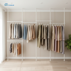 YIJIALE Système de rangement ouvert pour <span class=keywords><strong>petite</strong></span> buanderie de chambre, <span class=keywords><strong>penderie</strong></span> et <span class=keywords><strong>armoire</strong></span>, avec étagères métalliques pour vêtements - Product Image 1