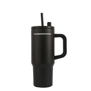 Mug de voyage isotherme sous vide 24oz 720ml avec poignée, couvercle, paille et base antidérapante, pour boissons chaudes et froides - Product Image 4