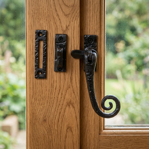 Traditional Zinc Alloy Lever Handle Lock Black Door <b>Latch</b> with Scroll Design Durable <b>Window</b> Fastener for Interior Doors - Product Image 2